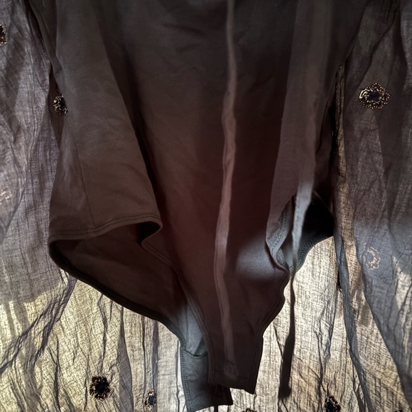 FREE PEOPLE BLUE Floral Embroidered Maxi Dress WITH BODY SUIT UNDERNEATH. - Picture 4 of 16